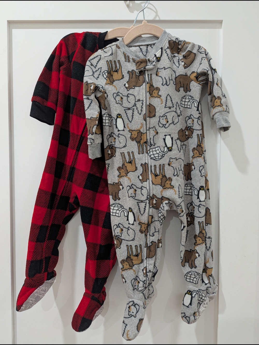 Baby Boy Fleece Long Sleeve Rompers 12 Months - Lot of Two
